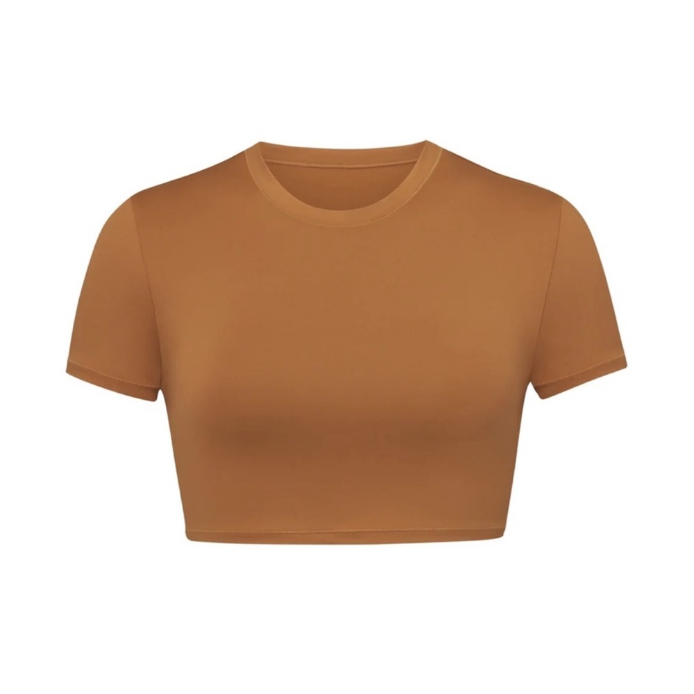 SKIMS Tan Short Sleeve Crop Top